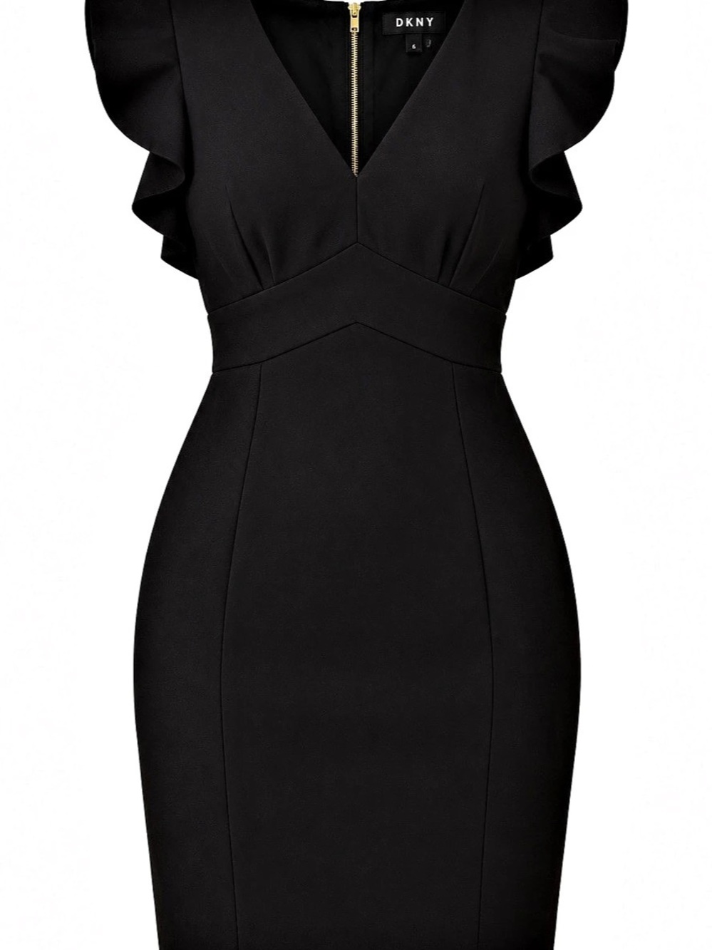 DKNY Black Flutter Sleeve Sheath Dress Mini Dress